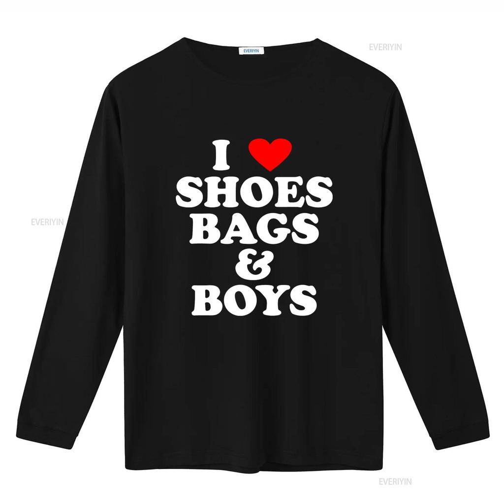 I Love Shoes Bags Boys Cotton T Shirt Vintage Washed Stretched Designer Clothes Graphic Comfortable Soft Top For Everyday Wear