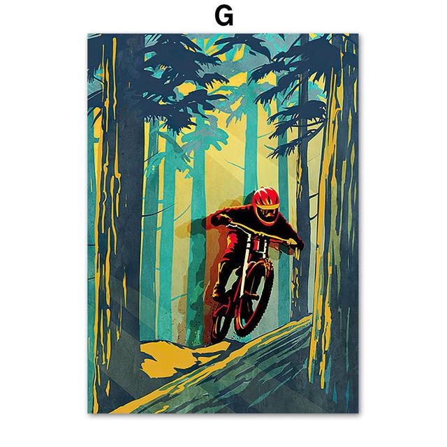 Vintage Posters and Prints Sports Bike Cycling Wall Art Canvas Painting Nordic Wall Pictures for Boy Bedroom Living Room Decor No Frame