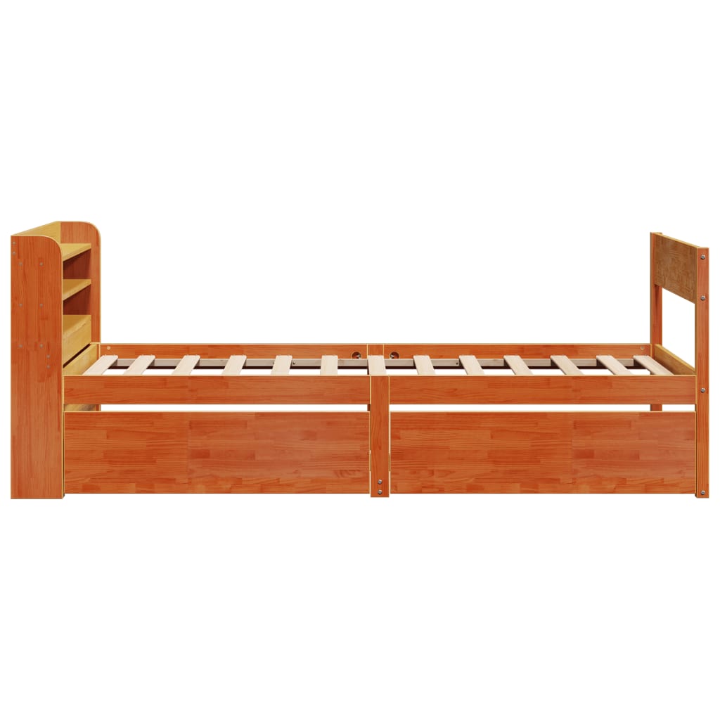 Solid Wood Bed without Mattress Wax Brown 100x200 cm Pine Wood