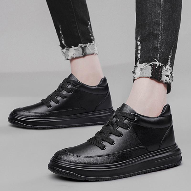 New Men Boots Genuine Leather Elevator Shoes Invisible Height Increase Shoes 4/6/8CM Men Casual Shoes Walking Work Shoes 37-44