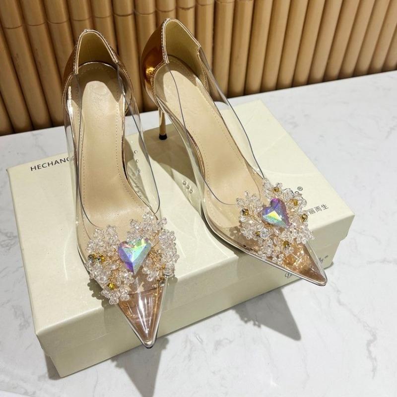 Fashion Silver High Heels Sandals Women Summer 2025 Punk Goth Pointed Toe Party Shoes Woman Metallic Thin Heeled Dress Pumps Ladies