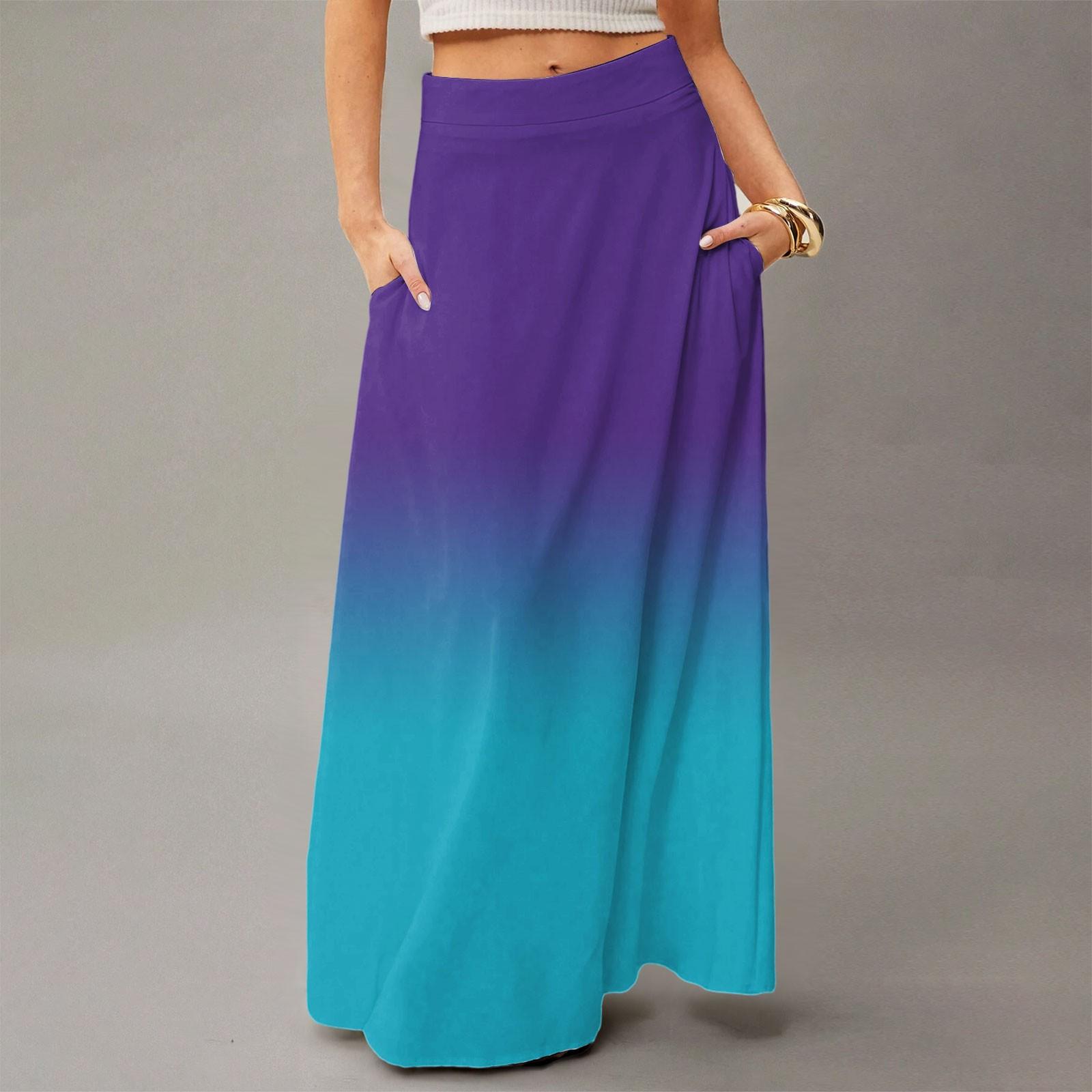 

Женская повседневная складная юбка-макси с градиентным принтом, высокой талией и карманом, с драпировкой S