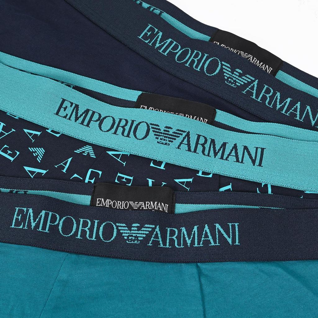 Emporio Armani XL Boxer Solid Color with Logo Set of EM000260 AF10800 Made In Men's Briefs, Print, 3, Blue, MB148, Italy.