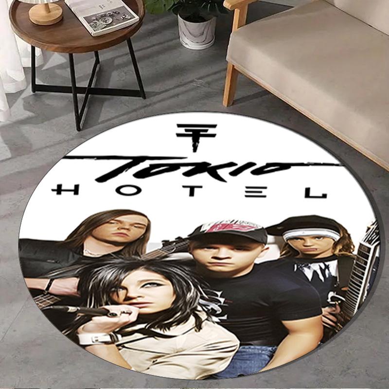 1PC Tokio Band Portrait With Caps Round Rug, Non-slip Chair Mat, Home Decor, Circle Carpet Perfect for Office, Bedroom, Living Room,Christmas Gift