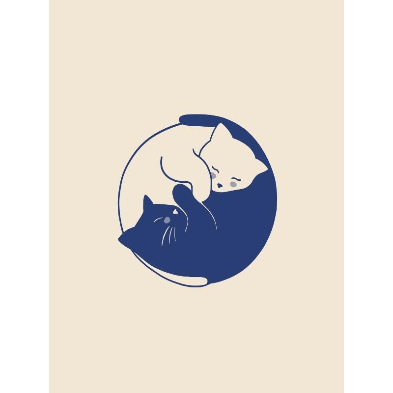 Funny Cat Dumpling Lazy Cat Illustration Abstract Line Poster Canvas Painting Nodic Wall Art Pictures Bathroom Home Decoration