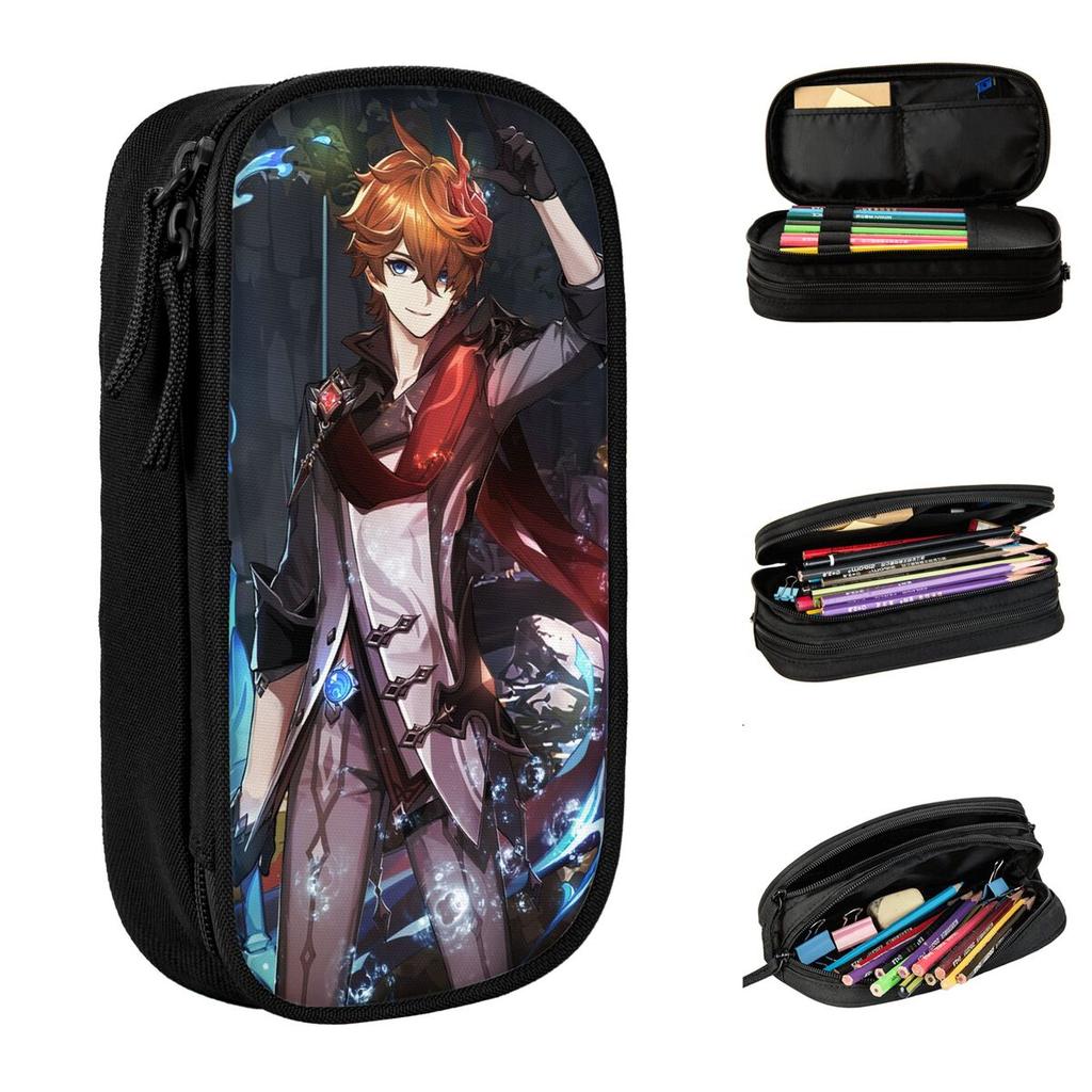 Fashion Childe Tartaglia Pencil Cases Genshin Impact Anime Pencilcases Pen for Student Bag Students School Gifts Stationery