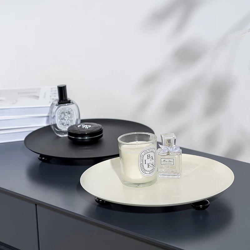 Decorative Trays Home Decor Round Storage Tray Organizer Storage Box Table Vase Aromatherapy Stand Candlestick Stand