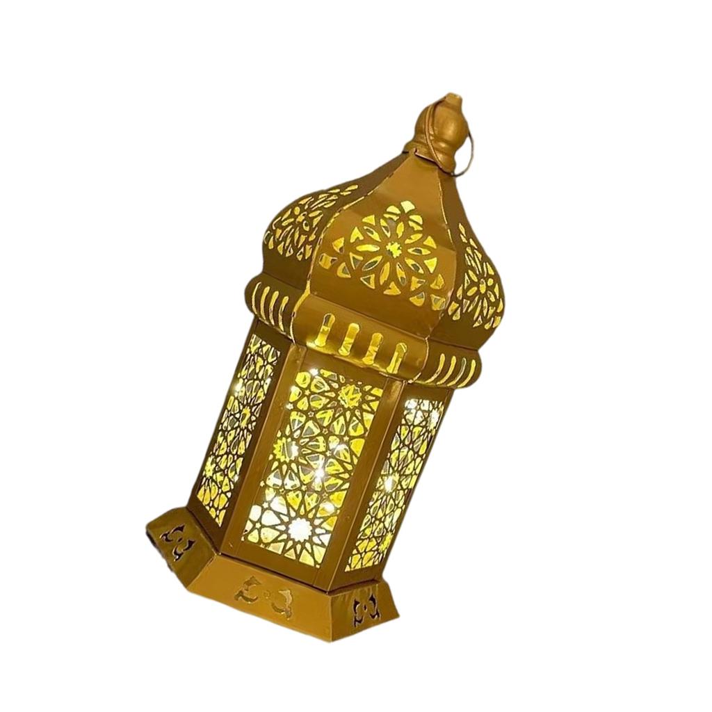 Floor Standing Candle Holder Handmade Iron Moroccan Type Wind Lantern for Ramadan Home Decoration and Celebrations