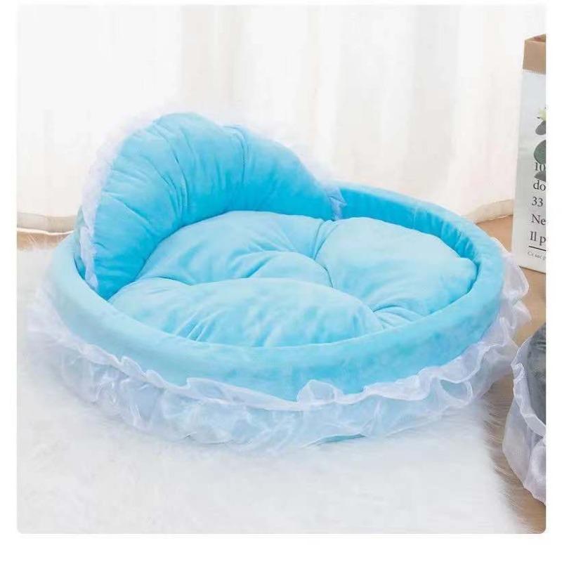 New Creative Doghouse Pet Bow Lace Princess Bed Oval Princess Nest Pet Dog Bed