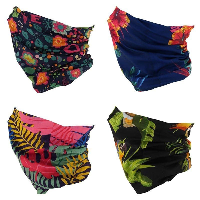 Used [NEW] [SMEHCF] Multi-purpose Bandana 4pcs for Women Men Headband Balaclava Hair Head Scarf Face Half Airsoft Paintball Mask Neck Gaiter