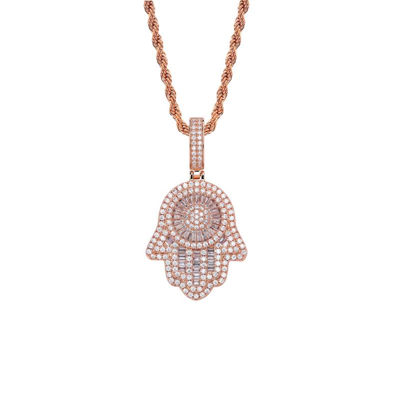 Men's Trendy Retro Fatima Hand Zircon Necklace