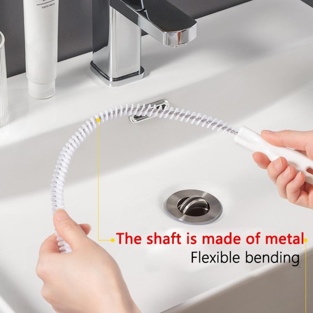 45cm Portable Pipe Dredging Strip Hair Brush Cleaner Foldable Sink Drain Cleaner Sticks Clog Remover Kitchen Cleaning Tool