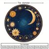 Fit Car Tire Cover With Golden Star & Moon Design - Dark Blue & Golden Retro Celestial Pattern, High-Elastic Polyester Fabric, M