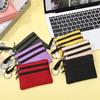 Porte-monnaie en toile à 3 fermetures éclair Mini portefeuille pour femme Porte-monnaie uni avec porte-clés Sacs à monnaie Sac de rangement pour pièces et clés Porte-cartes