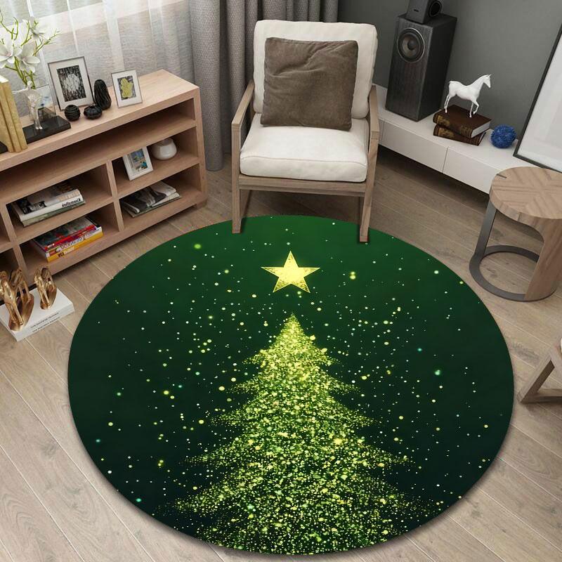 Handmade Style Round Pop Art Multicolor Rug Mat, Non-Slip Floor Mat for Laundry Room