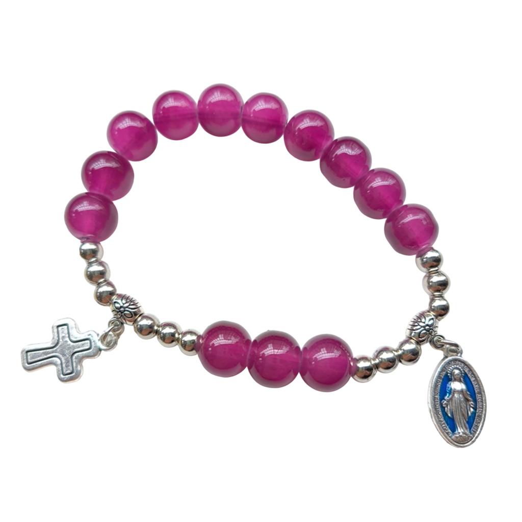 Elegant Crystal Beaded Bracelets Cross Bracelets Stretch Bracelets Rosarys Cross Pendants Bracelets for Daily Wear