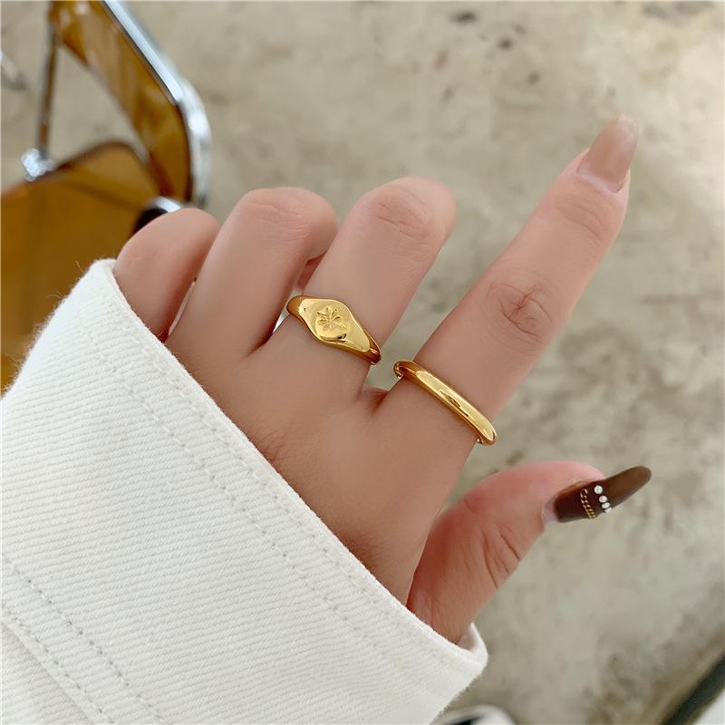 18k Plated Stainless Steel Women's Fashionable Pinky Ring