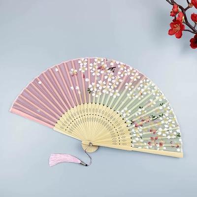 Ancient Style Folding Fan, Chinese Style Summer Portable Fan for Women, Hanfu Cheongsam Dance Fan, Cherry Blossom Fan, Folding Fan