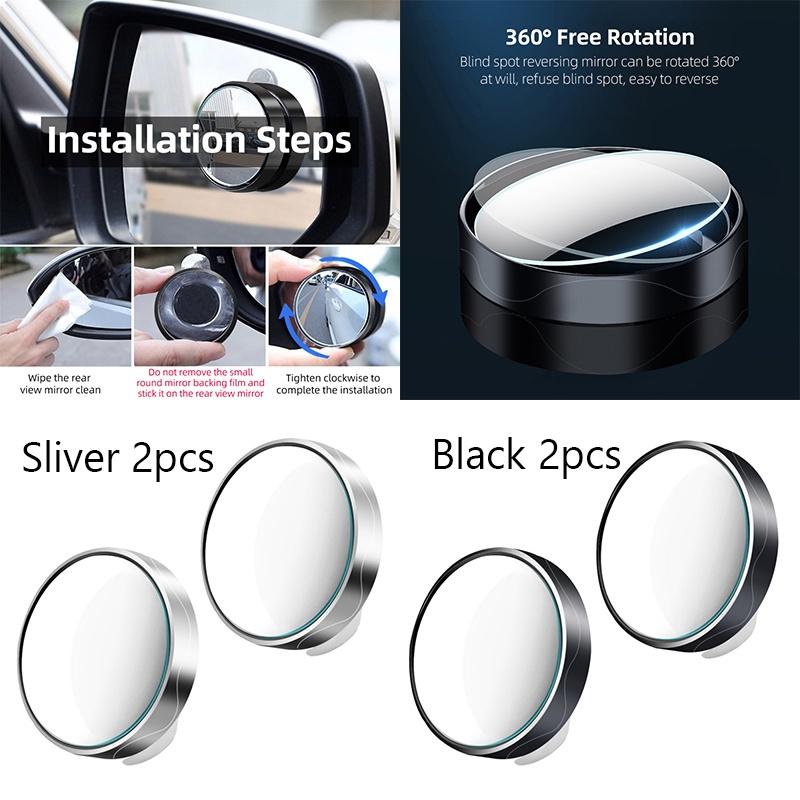 HdoorLink 2Pcs Car Mirror HD Convex Mirror Blind Spot Auto Rearview Mirror 360 Degree Adjustable Blind Spot Mirror