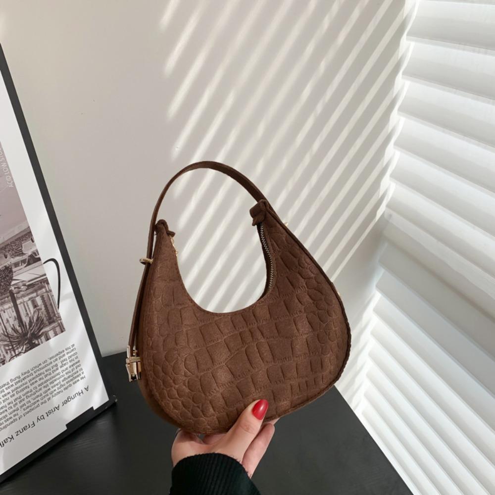 

Solid Color Crescent Bag Korean Style Underarm Bag Casual Cloth Shoulder Bag Women коричневий