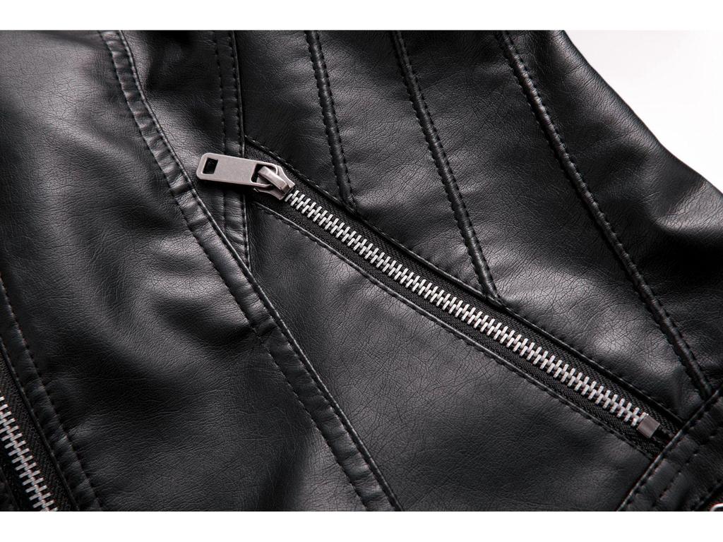 Jachetă de motociclist din piele pentru femei, europeană și americană, slim fit, cu guler înalt, 2022