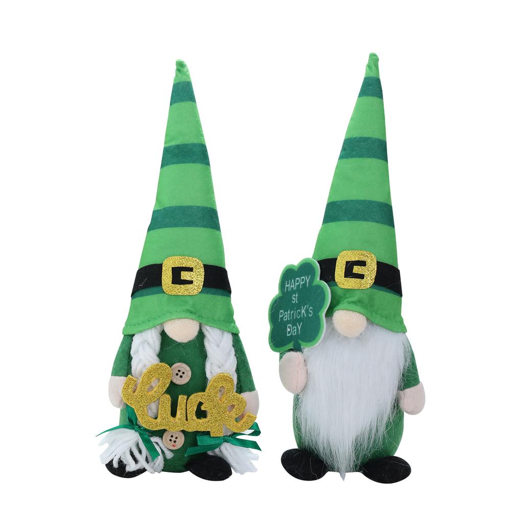 St.Patrick's Day Green Gnome Plush Ornaments, Irish Rudolph Doll ...