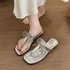 Flip Flops French Beautiful Toe-in Roman Sandals 2026 New Pearl Slippers Women's Summer Wear