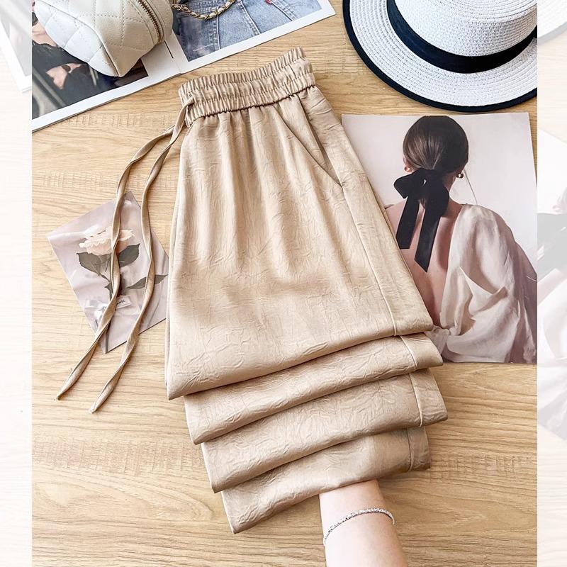 Pink Printed Wide-Leg Pants for Women - Spring/Summer 2025: Comfortable, Versatile, Sun Protection, Casual Style