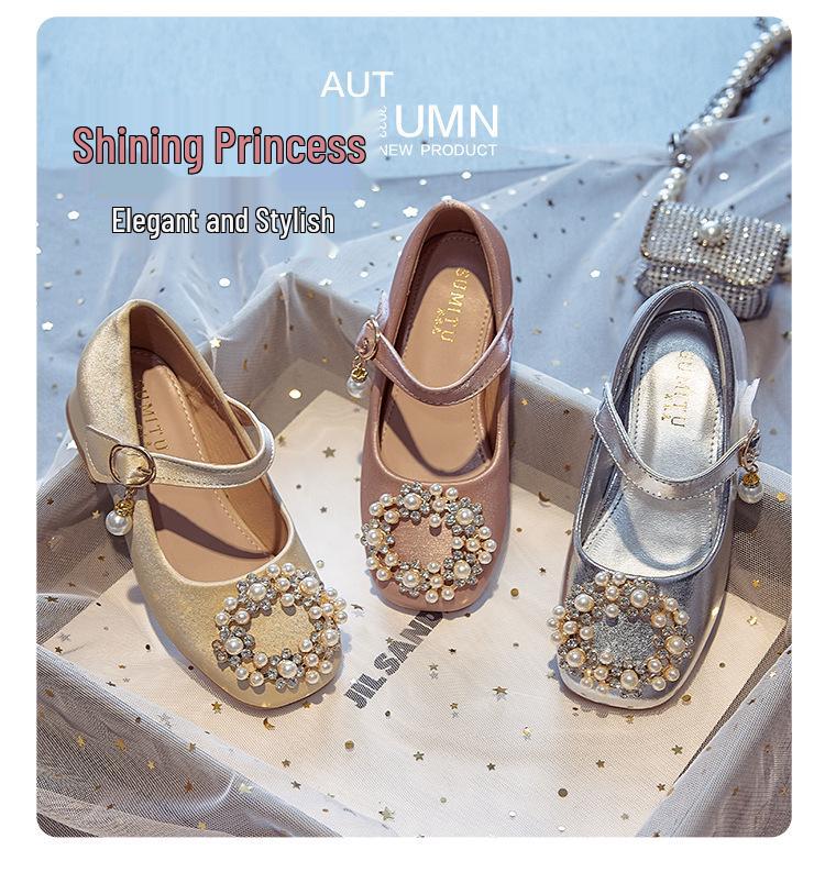 Mädchen Prinzessin High Heels: Leder Schuhe Frühling/Herbst 2025