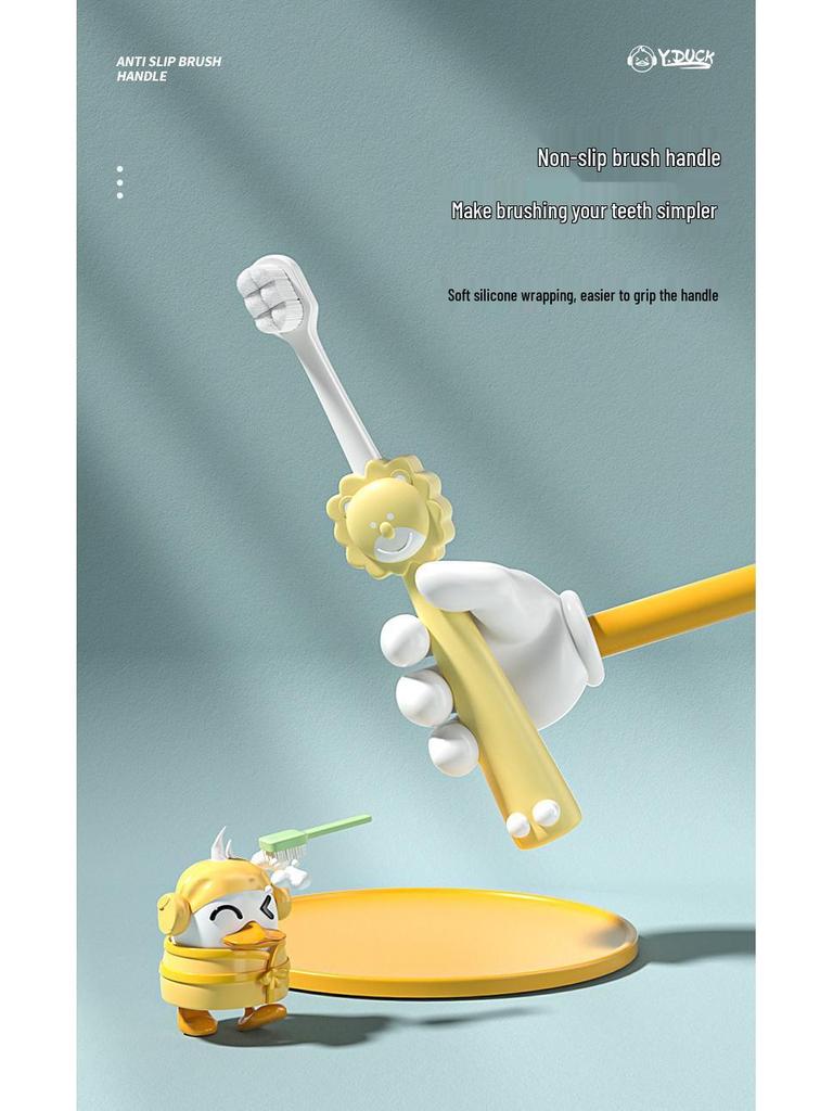 Cute Cartoon Little Lion Children's Soft Toothbrush for Ages 2-6 - Single Pack, Soft Bristles, High Quality