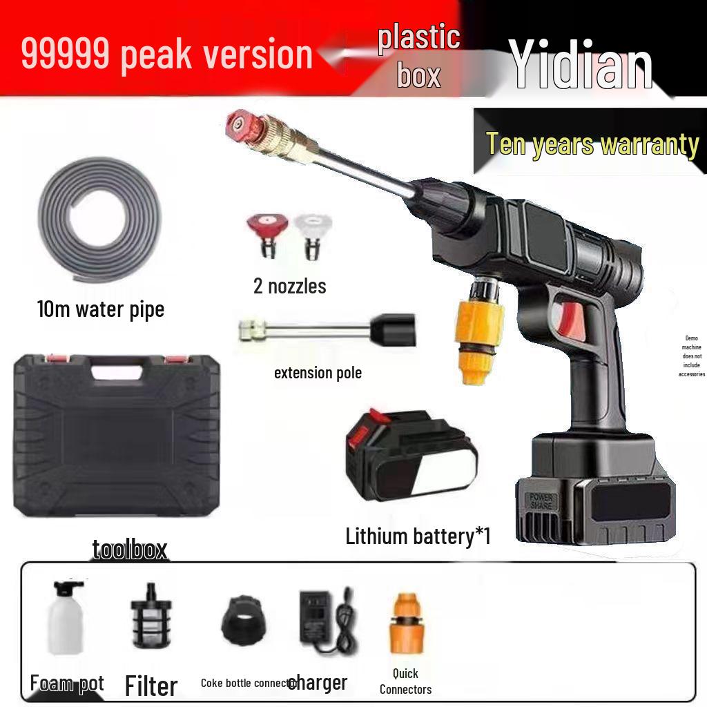 Portable High-Pressure Wireless Car Washer with Lithium Battery - Powerful Water Gun for Easy Car Cleaning