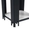 Modern nightstand with 2 shelves, black metal frame, side table in marble look, MDF, for bedroom and hallway, White and Black - H55/W43/D40 cm