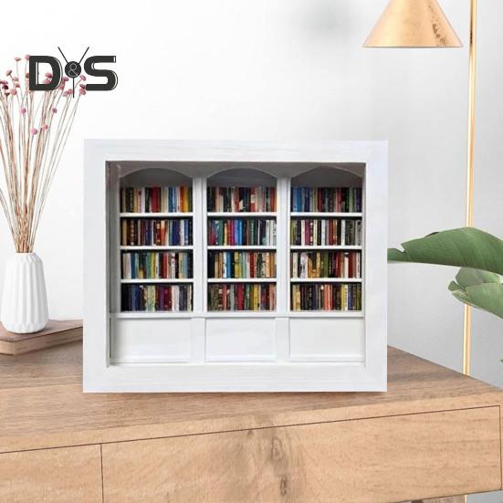 Mini knihovna pro úlevu od úzkosti Dřevěná miniaturní simulovaná polička s 200 ks Mini kniha s úlevou od stresu Hračka na stolní knihovnu pro domácí kancelář