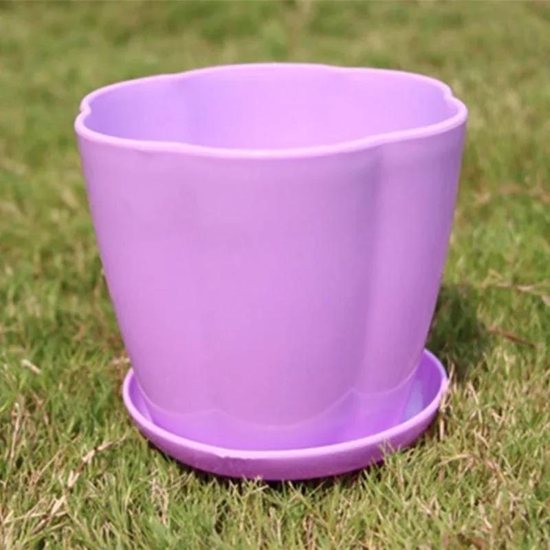 3 Kinds Of Sizes Flower Pots And Trays Plastic Pots Creative Small Pots For Succulent Plants (Random Color) Home Supplies