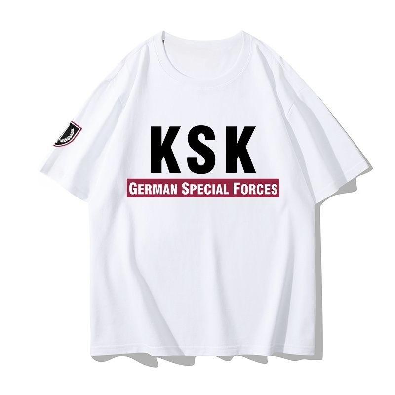 GerUnisexy Ksk GerUnisex Special Forces Tshirt Military Fan Military Style Tactical Casual Shortsleeved Top pure Cotton Tee Summer