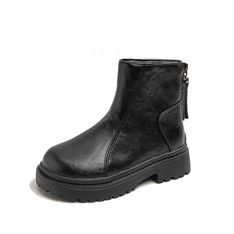 Girls' Martin Boots2026New autumn and winter children's warm cotton boots, girls' plush short boots, British style leather boots