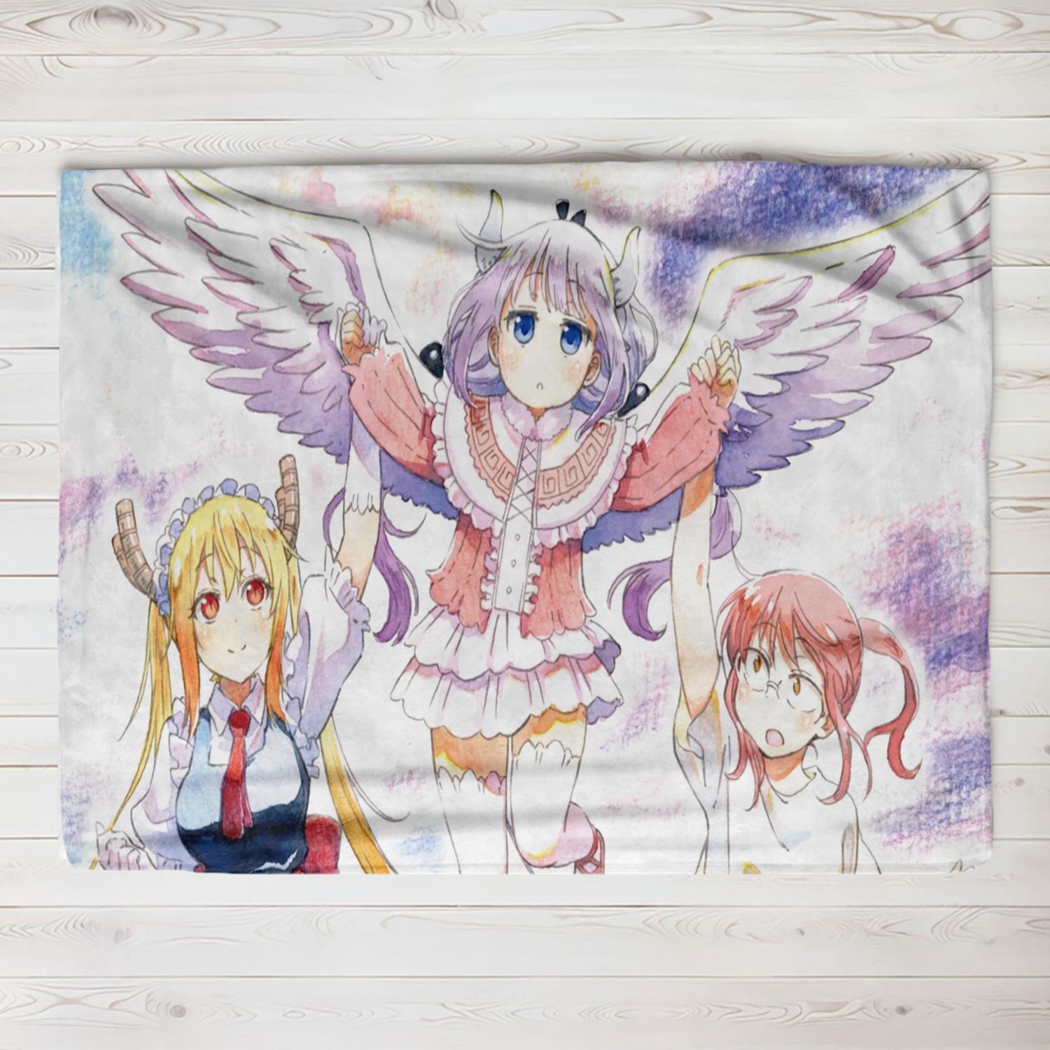 

1pc Anime Miss-Kobayashi s-Dragon Thin Blanket Ultra Soft Plush Flannel Throws Blanket for Sofa Bed Couch kids Office Gifts 75x90cm