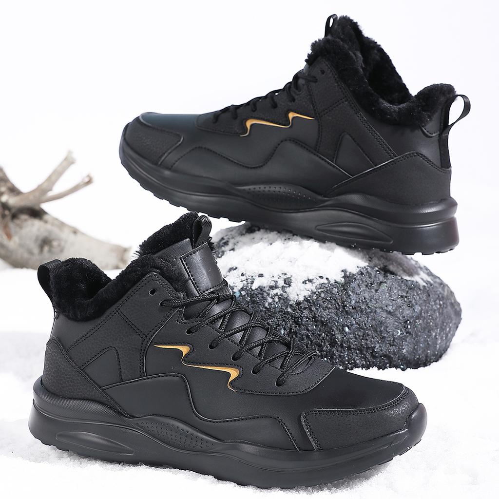 TUINANLE Men Platform Sneakers Mens Winter Plush Snow Shoes