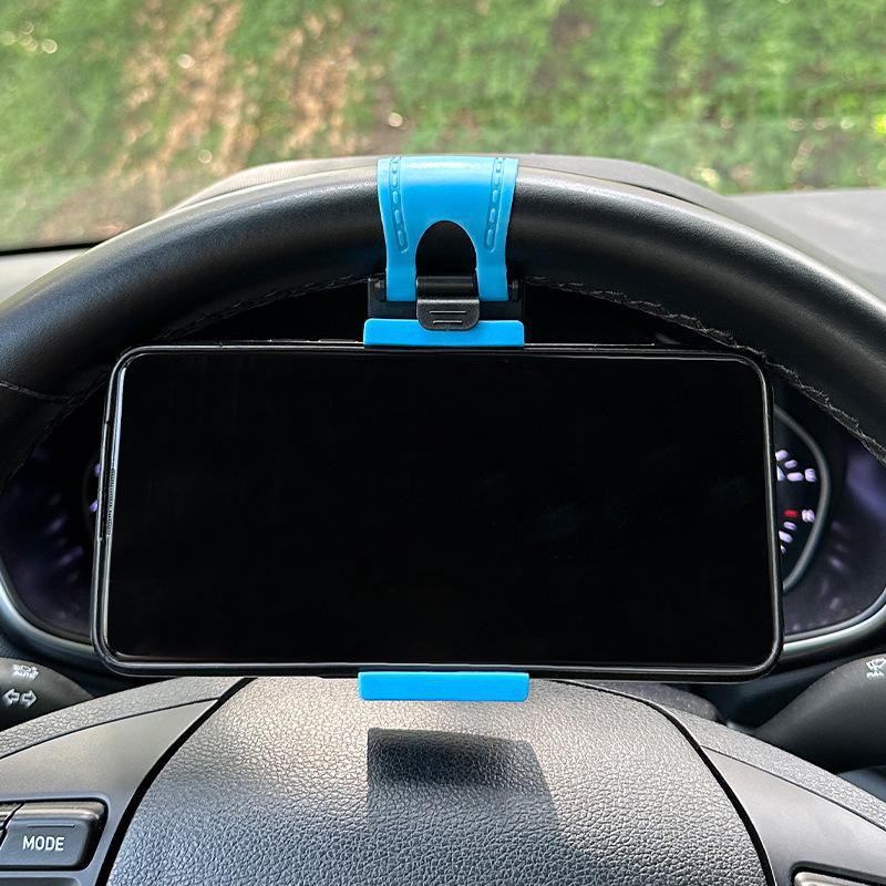 Car Steering Wheel Phone Holder with Secure Buckle