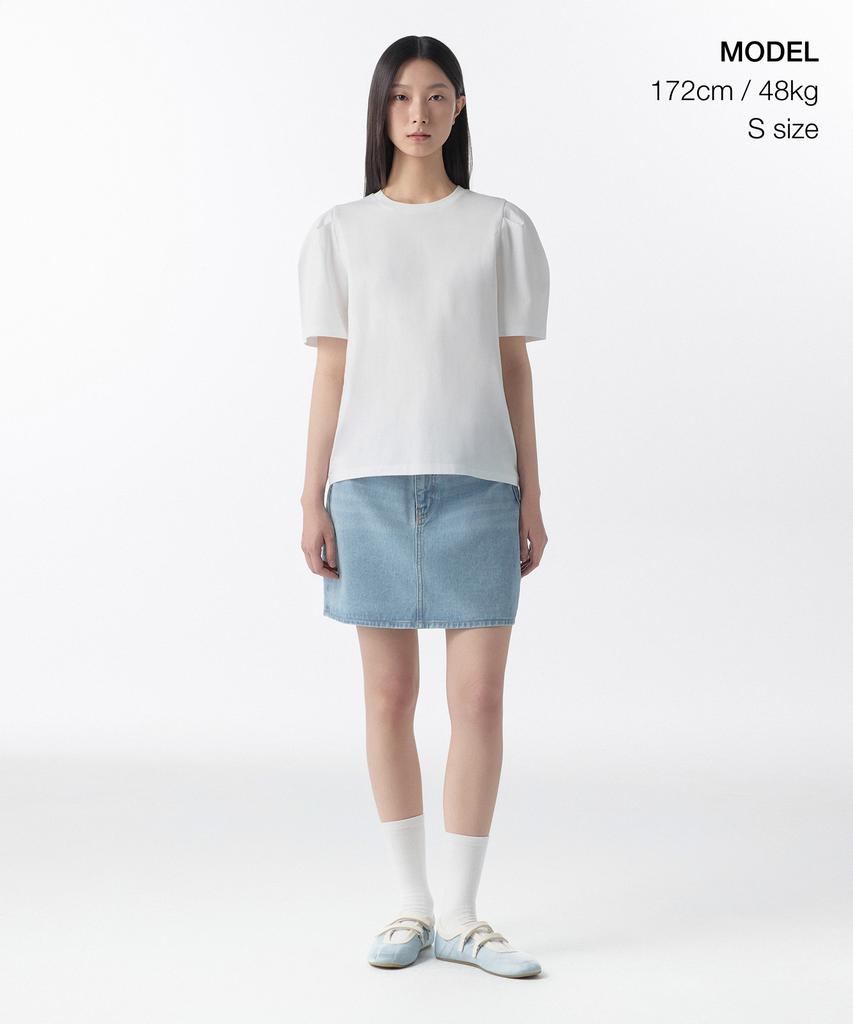 MUSINSA STANDARD WOMAN Women'S Silket Puff Sleeve T-Shirt [White]