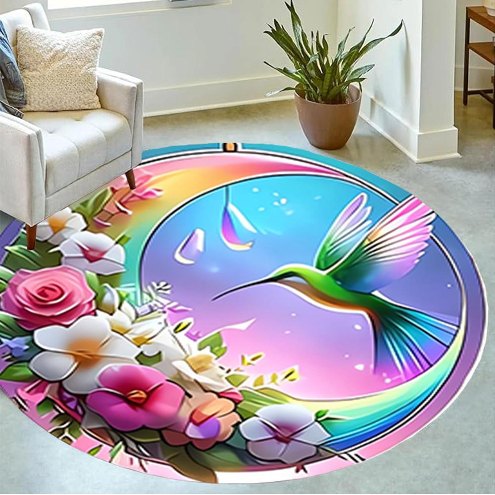 1pc home carpet design for office decor gift living room bedroom non slip colorful hummingbird flowers rug