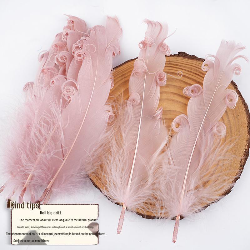 DIY Handmade White Large Curly Feather Accessories for Hats, Clothing, and Bags