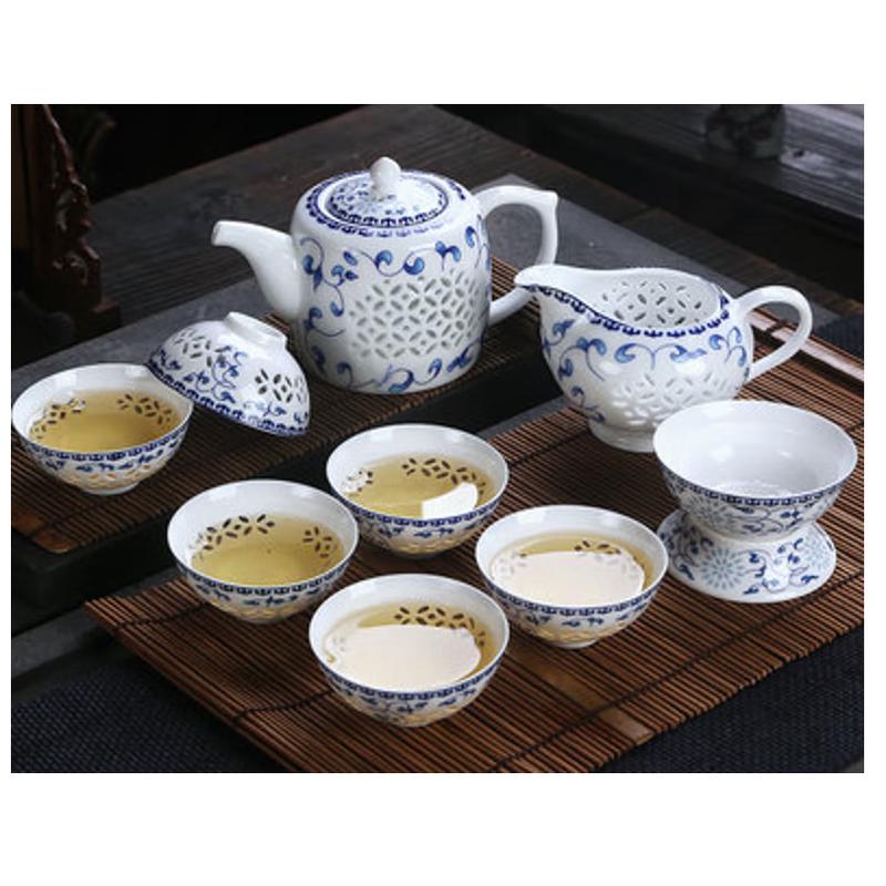 Shengdahao Blue and White Porcelain 10-Piece Tea Set