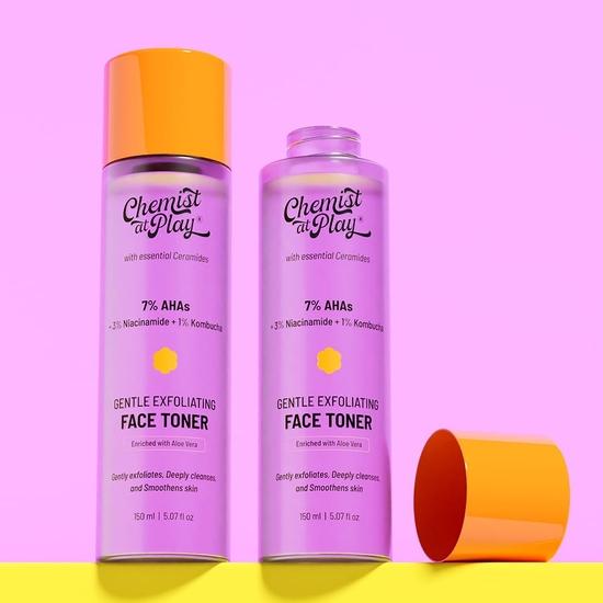 Chemist at play Pleťový toner s kyselinou glykolovou pro jemnou exfoliaci a hydrataci pleti | Obsahuje 7 % AHA, 3 % niacinamid a 1 % Kombucha | 150 ml