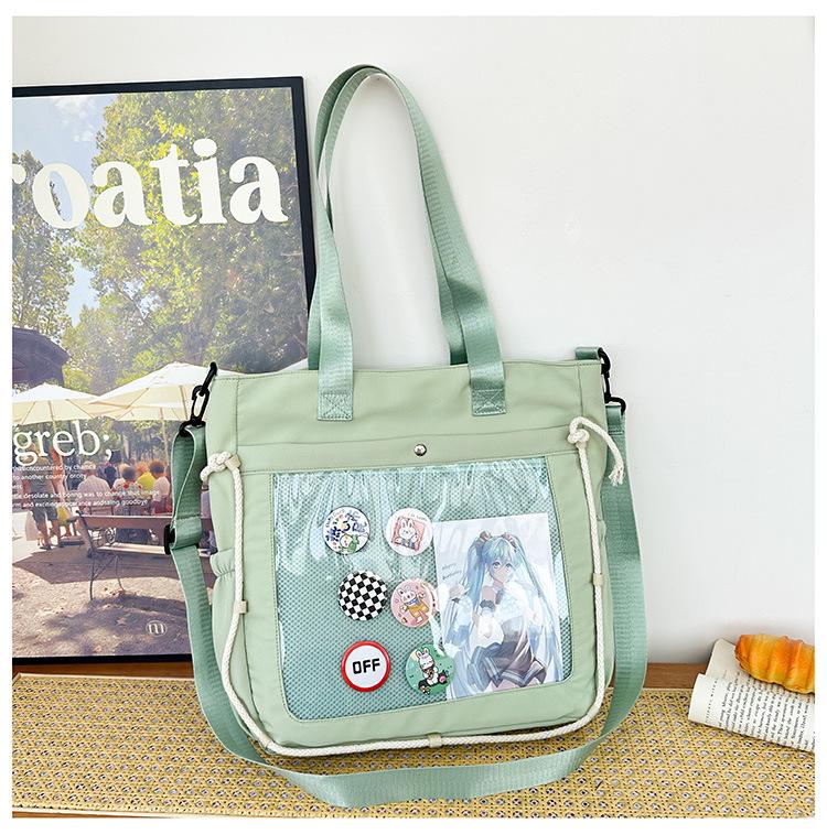 Wind Simple Transparent Pain Bag Large Capacity Class Tote Bag Leisure Commuting Shoulder Bag Versatile Tote Bag