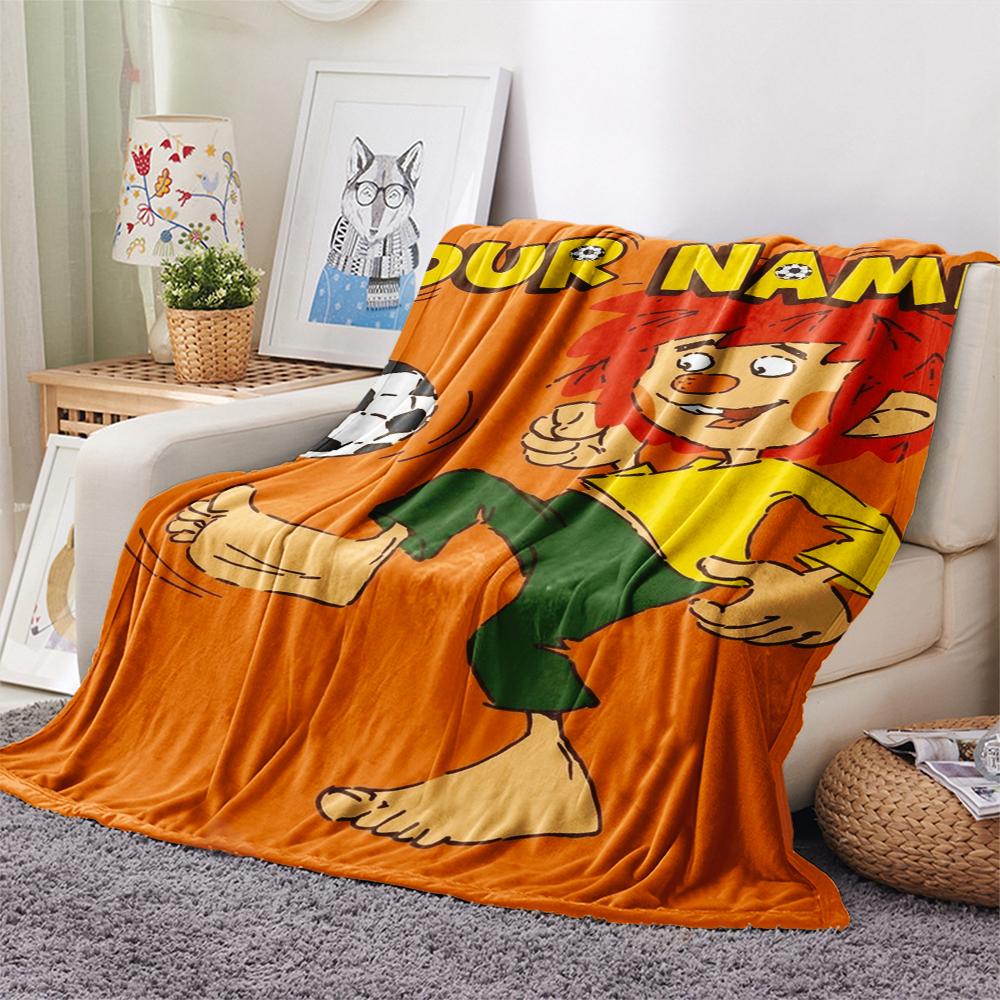 1PC Custom Name Pumuckl Patterned Flannel Blanket Suitable For All Seasons for Home Decor Warmth and Comfort Gifts Holiday Present