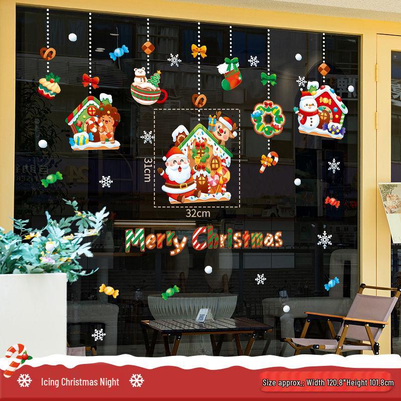 2026 Static Cling Santa & Tree Window Decals - Festive Christmas Decorations