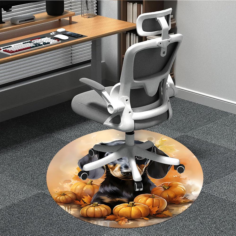 

1pc Pumpkin Dog Artwork Chair Carpet for Office, Soft Flannel Throw Mat, Perfect for Office, Holiday Party Decoration Choice yy260209074 80cm by 80cm