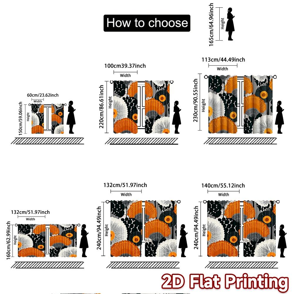 2pcs, 2D FLAT PRINTING Curtains (Without Rod) Geometric Flow(1) Holiday Halloween Christmas Printed Curtains Versatile Polyester