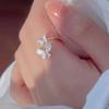 Exquisite Sweet Fresh Adjustable Butterfly Ring Women Open Acrylic Crystal Silver Zircon Finger Rings Kpop Party Fashion Jewelry